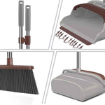 Kelamayi Upgrade Broom and Dustpan Set with Self-Cleaning Teeth and Long Handle