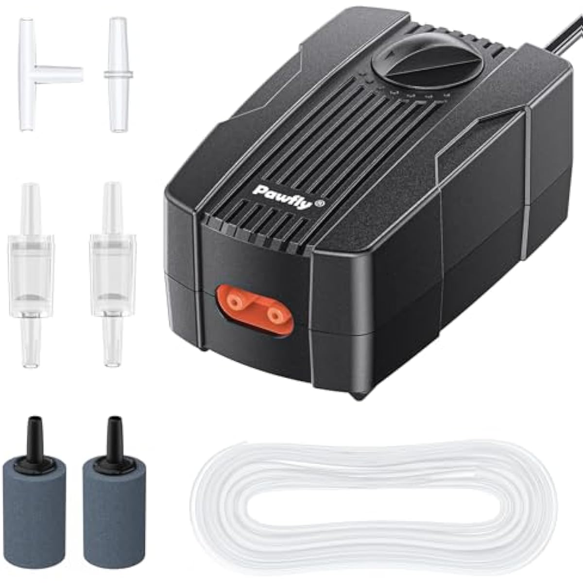 Pawfly Aquarium Air Pump Oxygen Pump for 10-200 Gallon Fish Tanks Buckets Dual Outlet Adjustable Ultra Quiet Aerator Pump with Accessories