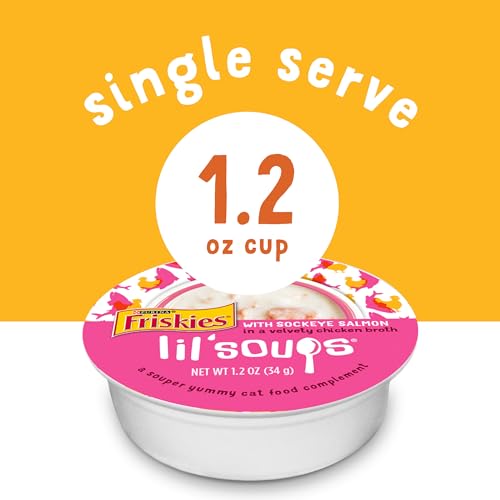 Purina Friskies Grain Free Wet Cat Food Lickable Treats Variety Pack with Salmon, Tuna or Shrimp - 30 Cups, 1.2 oz each