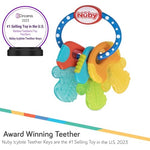 Nuby Silicone Soothing Baby Teether Keys for Infants - Gentle for Sore Gums - Blue