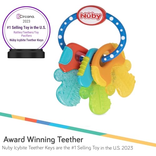Nuby Silicone Soothing Baby Teether Keys for Infants - Gentle for Sore Gums - Blue