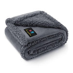 Waterproof sherpa fleece pet blanket for sofa bed couch, small, medium, large dogs and cats, dark gray, 40" x 28"
