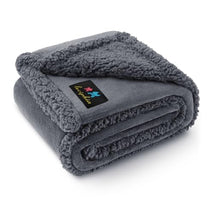 Waterproof sherpa fleece pet blanket for sofa bed couch, small, medium, large dogs and cats, dark gray, 40" x 28"