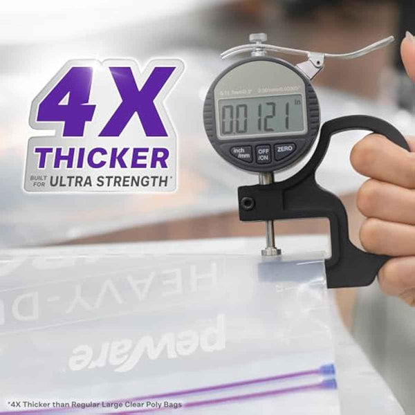 20 Gallon Heavy Duty Jumbo Storage Bags, 24" x 34" Resealable Zipper Top, Pack of 5, BPA-Free, 6 Mil Thick