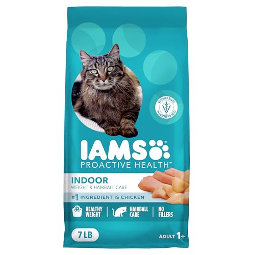 iams proactive health indoor weight control & hairball care adult dry cat food chicken & turkey recipe 7 lb bag