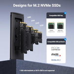 UGREEN SSD Enclosure, Tool-Free USB C External, 10Gbps M.2 NVMe to USB Adapter/Reader Supports M and B&M Keys and Size 2230/2242 /2260/2280 SSDs