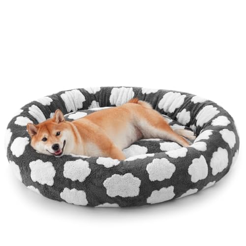 joejoy donut dog bed medium size pet bed with removable washable cover and non skid bottom