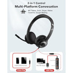 usb headset with noise cancelling microphone for pc laptop headphones black