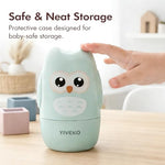 Baby Nail Care Kit, 4-in-1 Set with Owl Case, Clippers, Scissors, File & Tweezers for Newborn to Toddler Kids, Owl Green