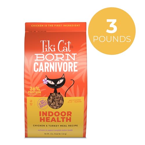 Tiki Cat Born Carnivore high protein dry cat food, 3 lb bag, grain-free baked kibble