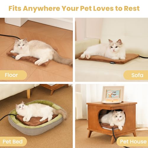 Pet Heating Pad for Cats and Dogs, Waterproof, Constant Temperature, Brown, 16 x 13 Inch
