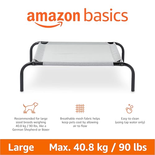 basics grey elevated cooling dog bed for large dogs 51x31x8 inches metal frame