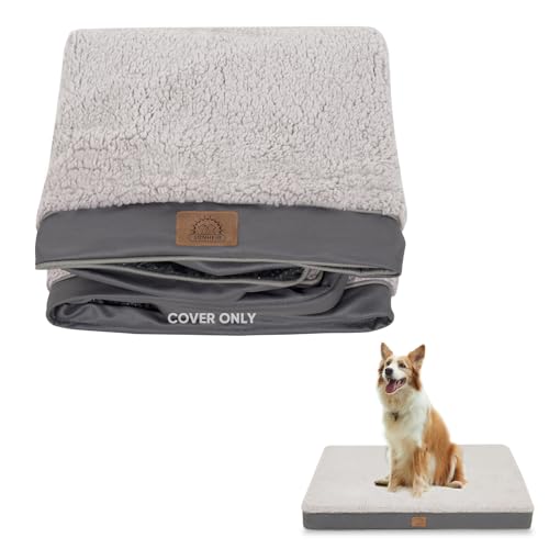 sunheir washable large dog bed cover soft plush waterproof 35x22x3 inches grey