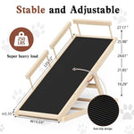 dog ramp for high bed adjustable wooden step with anti-slip mat up to 250 lbs