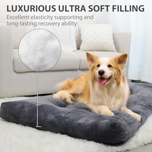 dog crate bed for large dogs 35x23 inch thick flannel pet sleeping mat anti-slip gray