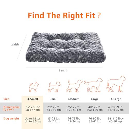 Basics Cat and Dog Bed and Crate Pad Machine Washable Gray X-Small 23 x 18 x 2.5 inches