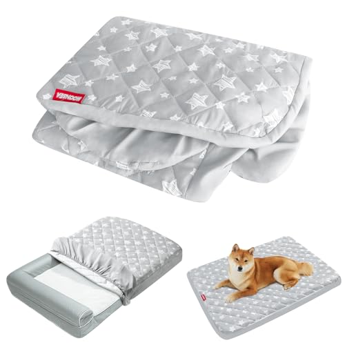 Lovely grey star print dog bed cover, 27x36 inches, waterproof and quilted, for dog/cat, easy to remove and wash