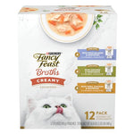 purina fancy feast adult cat food toppers 12-pack with real salmon and whitefish creamy broth