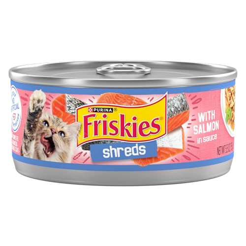 Purina Friskies Shreds With Salmon in Sauce Adult Cat Food (Pack of 24) 5.5 oz Cans
