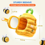 JoyCat soft baby beehive toy with 5 sensory bees for 6-12 months toddlers, rattle, crinkle paper, squeaker, mirror