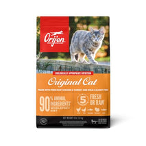 Orijen grain-free high protein premium dry cat food original recipe, 4lb bag, fresh and raw ingredients