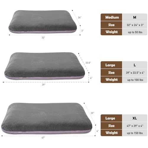 Large dog bed for 150 pounds dogs, 47 inches orthopedic mattress with anti slip bottom and removable cover