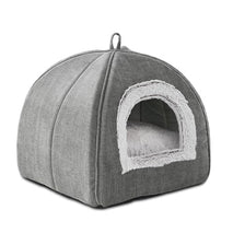 grey cat bed cave for indoor cats kittens and small pets foldable washable 15 inches
