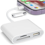 iPhone SD Card Reader, USB Camera Adapter Plug and Play Supports SD and TF Card, No App Required