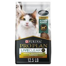 purina pro plan live clear cat food weight management and allergen reducer chicken and rice formula 12.5 lb bag