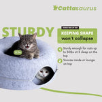 Light Gray Large Cattasaurus Peekaboo Cat Cave Donut for Multiple & Large Cats up to 30-45 lbs