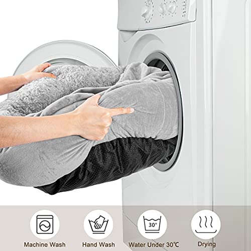 joejoy 23 inch small dog bed cat bed with hooded blanket, cozy cuddler luxury puppy pet bed