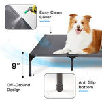 Suddus elevated dog bed for large dogs, 140lb, breathable cooling raised dog cot, grey, x-large