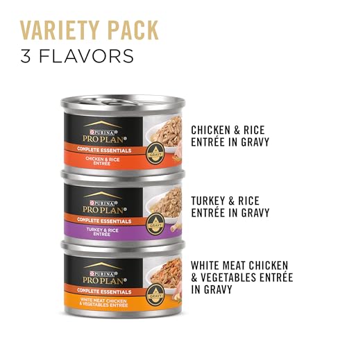 Purina Pro Plan Gravy High Protein Wet Cat Food Variety Pack Complete Essentials Chicken and Turkey Favorites 24 Cans 3 oz