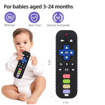 chuya baby teether toy tv remote control shape 3-24 months black food-grade silicone