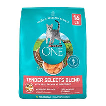 purina one natural dry cat food with real salmon - 16 lb bag for adult cats