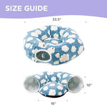 lesure standard cozy clouds blue cat tunnel bed for indoor cats and small pets with washable cushion