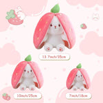 miaodam strawberry bunny reversible cuddle bunny plush zipper transformed rabbit toy