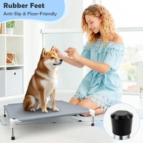 elevated cooling dog bed raised outdoor medium dogs portable pet cots polyester cotton