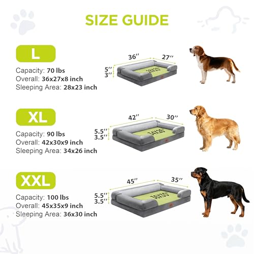 Extra Large Orthopedic Dog Bed with Memory Foam and Bolster Support - Waterproof and Washable