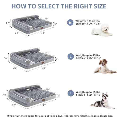 BFPETHOME Orthopedic Dog Bed for Large Dogs-Big Waterproof Sofa Dog Bed with Removable Washable Cover, Washable Pet Bed with Waterproof Lining and Nonskid Bottom,Pet Bed for Large Dogs