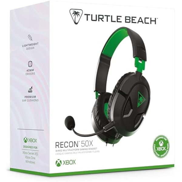 turtle beach recon 50 xbox gaming headset, 40mm speakers, removable mic, 3.5mm connection