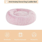 WNPETHOME faux fur self-warming donut cuddler dog bed, 20 x 20 x 8 inch, light pink