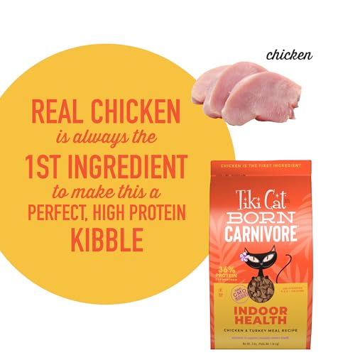 Tiki Cat Born Carnivore high protein dry cat food, 3 lb bag, grain-free baked kibble
