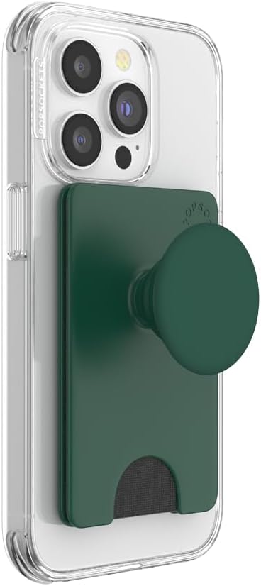 PopSockets Phone Wallet with Expanding Grip and Adapter Ring for MagSafe, Phone Card Holder, Wireless Charging Compatible, Wallet Compatible with MagSafe - Black