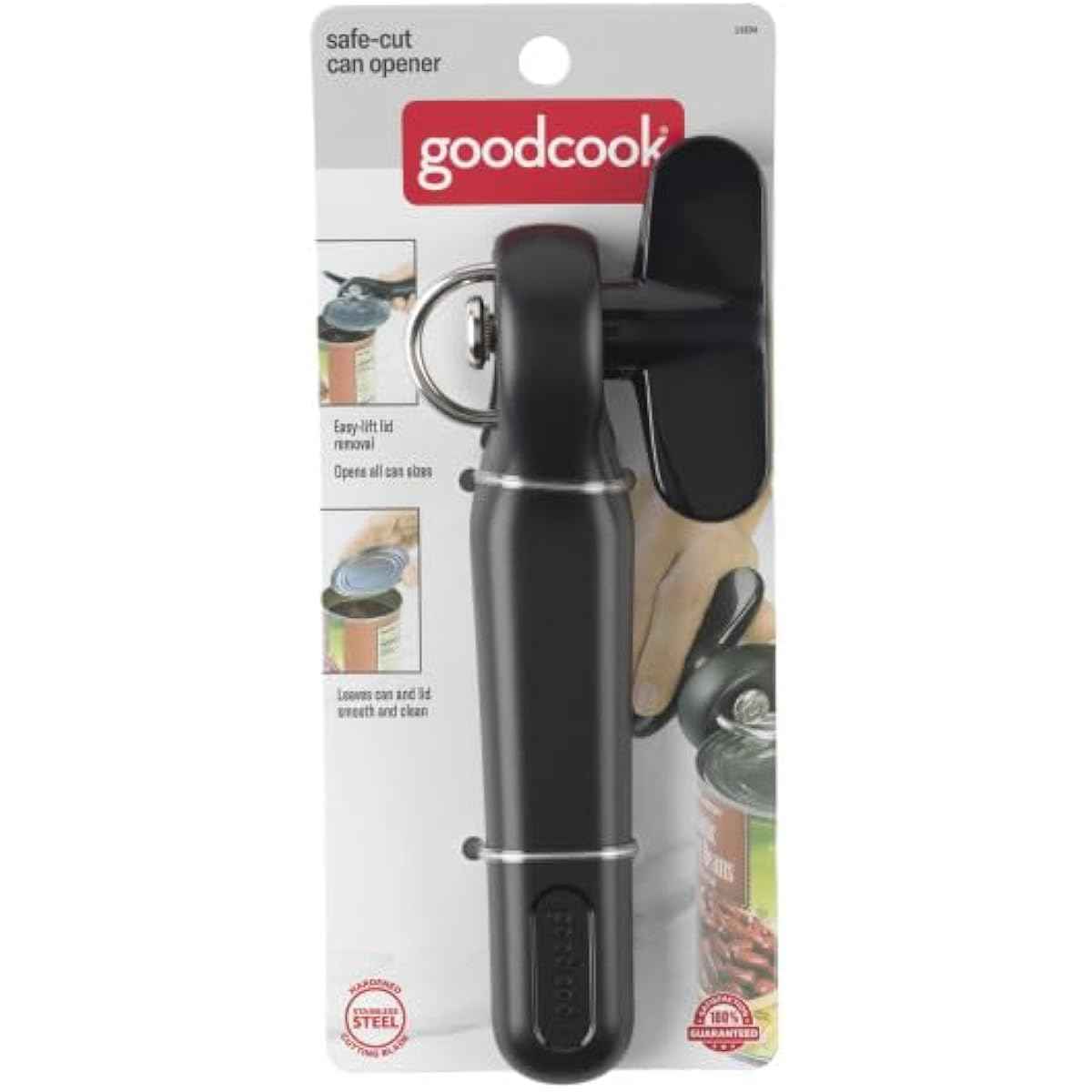 Good Cook Can Opener, Safe Cut Manual Can Opener, no Sharp Can Edges, Black
