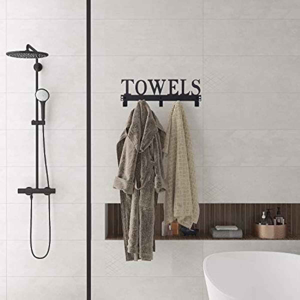 Black Metal Over the Door Hooks Towel Holder for Bathroom Bedroom Beach Towels Wall Mount