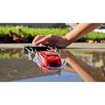 FLAT 2 FAST Original Stunt Card Racer – Flat Car Racer and Pocket Size Racecar Launcher with Built-in Button for Stunt Launching and Racing – Compact – Crimson Red