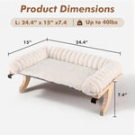 Cloud-Soft cat window perch with zipper cushion, solid wood & metal frame, large cat bed for windows (Large, White)