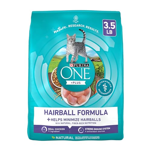 purina one natural cat food hairball control 3.5 lb bag with antioxidants