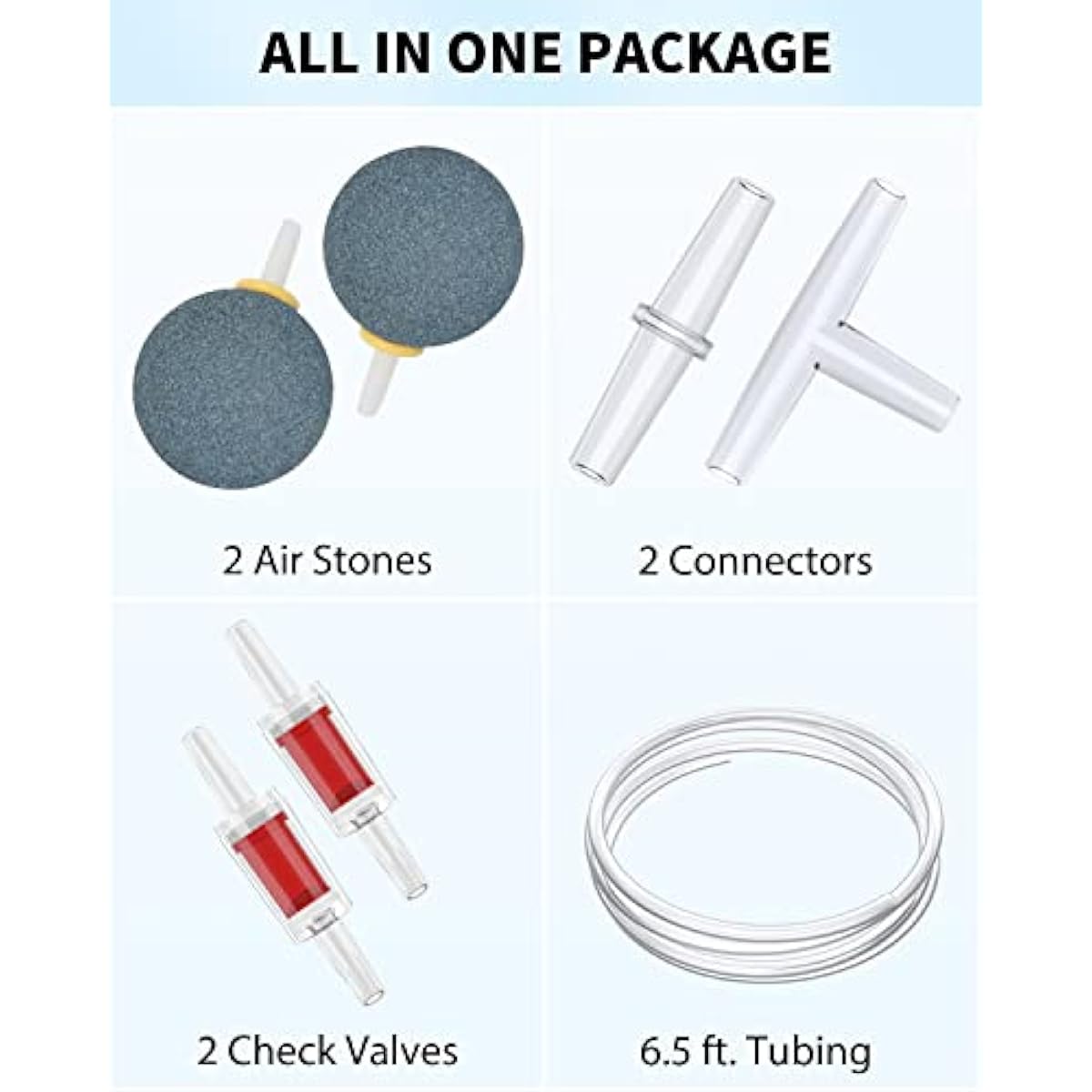 Uniclife Aquarium Air Pump Dual Outlet Fish Tank Aerator with Accessories for 5-200 Gallon Tank